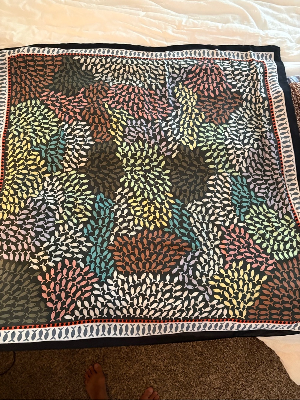 Bimba Y Lola - Multicolor Fish-Print Silk Scarf - Picture 4 of 7